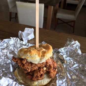 Babe's Doughnut - Honey butter chicken biscuit. Fresh, warm, yummy! Breading was fantastic on the tenders and ask for extra honey butter if needed! - Donuts Near Me - Bryan, Texas