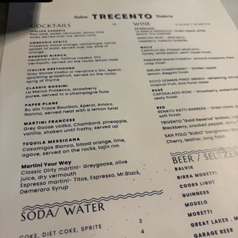 Trecento - Menu - Italian Near Me - Cincinnati, Ohio