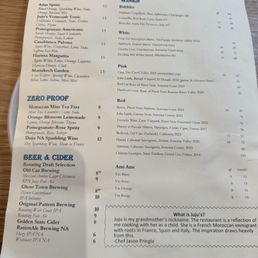 Drink menu Drink menu