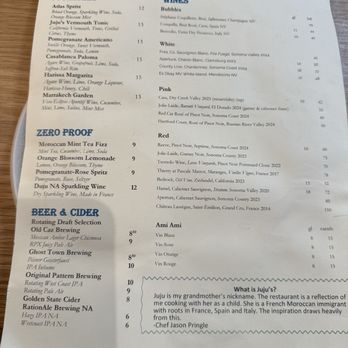 Juju's - Drink menu - Moroccan Near Me - Healdsburg, California Juju's - Drink menu - Moroccan Near Me - Healdsburg, California