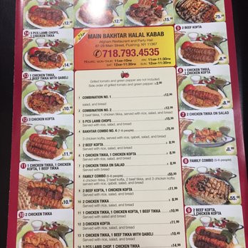 Main Bakhtar Halal Kabab - One of three Menu pages. - Afghan Near Me - Flushing, New York Main Bakhtar Halal Kabab - One of three Menu pages. - Afghan Near Me - Flushing, New York
