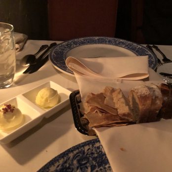 Hyeholde Restaurant - Amazing basket of breads with two different options of butter: gourmet salt and with truffle. - New American Near Me - Coraopolis, Pennsylvania Hyeholde Restaurant - Amazing basket of breads with two different options of butter: gourmet salt and with truffle. - New American Near Me - Coraopolis, Pennsylvania
