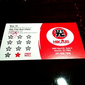 Hikari - specialty roll stamp card! (: - Sushi Bars Near Me - Houston, Texas Hikari - specialty roll stamp card! (: - Sushi Bars Near Me - Houston, Texas