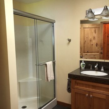 The Resort at Skamania Coves - Bathroom at the River House (toilet is tucked behind the door next to the shower) - Campgrounds Near Me - Stevenson, Washington The Resort at Skamania Coves - Bathroom at the River House (toilet is tucked behind the door next to the shower) - Campgrounds Near Me - Stevenson, Washington