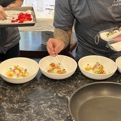 Lost Passport Cafe - Gnocchi dish with edible flowers