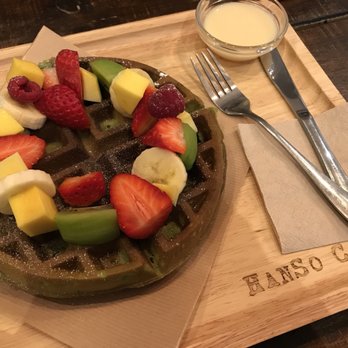 Hanso Café - Matcha Waffle w/ Condense Milk - Coffee & Tea Near Me - Madrid, M