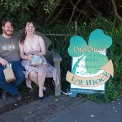 Bridie's Irish Faire - Customers, Rick & Melissa, seated on the "engagement bench"!