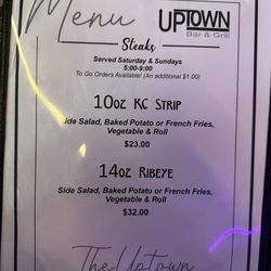 The Uptown Bar - Menu