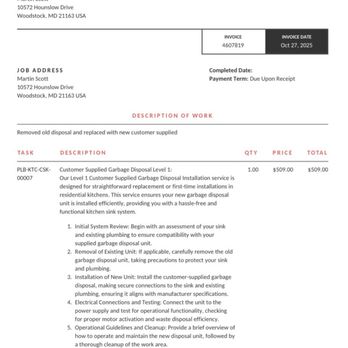 Horizon Services - Invoice - Plumbing Near Me - Windsor Mill, Maryland Horizon Services - Invoice - Plumbing Near Me - Windsor Mill, Maryland