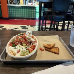 Greek gyro bowl and cowboy chips