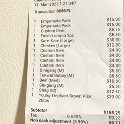 Philtrade Food Center & Restaurant - This is the receipt from Philtrade