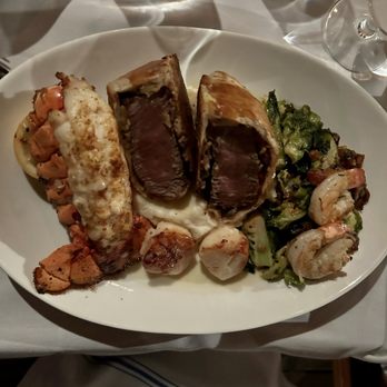 Fleetwood's on Front St - The special - beef Wellington, lobster, scallops and shrimp. Very tasty! - New American Near Me - Lahaina, Hawaii Fleetwood's on Front St - The special - beef Wellington, lobster, scallops and shrimp. Very tasty! - New American Near Me - Lahaina, Hawaii