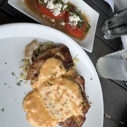 Red snapper and Fresh Vegetable of The Day- Tomatoes with feta and balsamic vinaigrette Red snapper and Fresh Vegetable of The Day- Tomatoes with feta and balsamic vinaigrette
