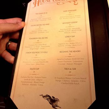 The Blind Rabbit - Menu as of August 2024 - Cocktail Bars Near Me - Anaheim, California