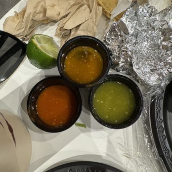 Mercado Gonzalez - Top one is spiciest, bottom two tolerable - Mexican Near Me - Costa Mesa, California