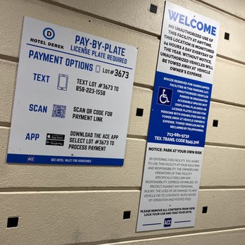Hotel Derek - Pay to park instructions - Hotels Near Me - Houston, Texas