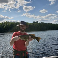 Michi-Aho Resort - My son with a 21 inch smallmouth.