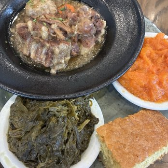Kountry Kitchen - Oxtail Dinner (mixed greens, yams & cornbread) - Soul Food Near Me - Indianapolis, Indiana