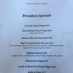 Breakfast Special Menu Breakfast Special Menu