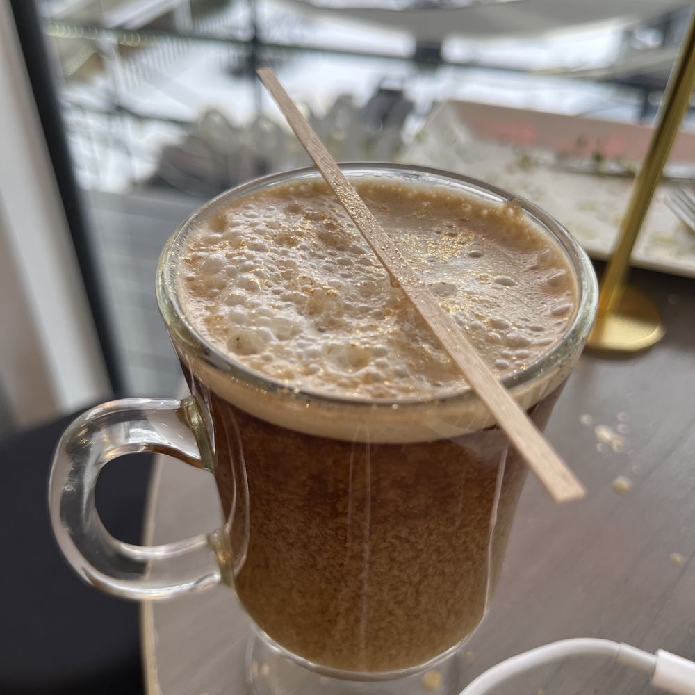 Hot Caramel Latte - so cute with glitter on top! Hot Caramel Latte - so cute with glitter on top!