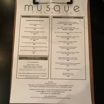 Musque Food & Wine - The Menu - Tapas/Small Plates Near Me - Tanunda, SA