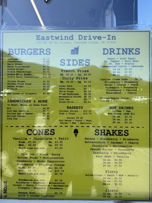 Menu photo 1 East Wind Drive-In Cascade Locks, OR