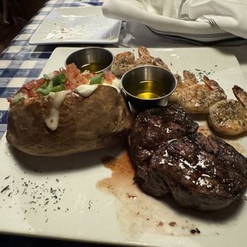 Chesapeake's - Filet & Shrimp with baked potato. - Seafood Near Me - Knoxville, Tennessee