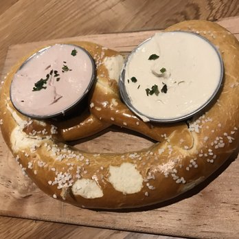 LouVino OTR - Pretzel with port and beer cheese - Wine Bars Near Me - Cincinnati, Ohio