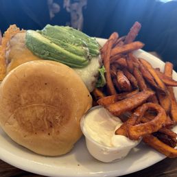 Veggie burger w/sweet potato fries Veggie burger w/sweet potato fries