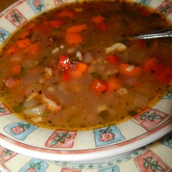 The Soup Den - Beef n' Barley Soup (in my lunch bowl) . . .