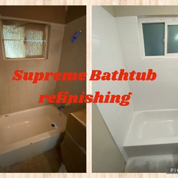 Supreme Bathtub Refinishing - Before and after (walls and bathtub refinishing) - Refinishing Services Near Me Supreme Bathtub Refinishing - Before and after (walls and bathtub refinishing) - Refinishing Services Near Me