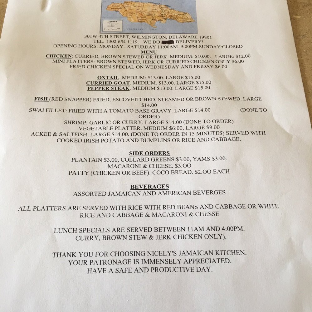 Nicely's Jamaican Kitchen - Menu - Caribbean Near Me - Wilmington, Delaware Nicely's Jamaican Kitchen - Menu - Caribbean Near Me - Wilmington, Delaware