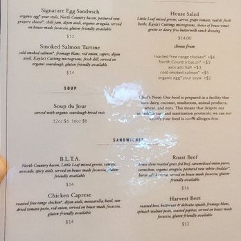 Ginger Fox - Front of menu - Bakeries Near Me - Stratham, New Hampshire