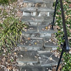 GoodNeighbor Exterior Services - Arlington 2023 Flagstone Staircase Repair + Powerwash BEFORE