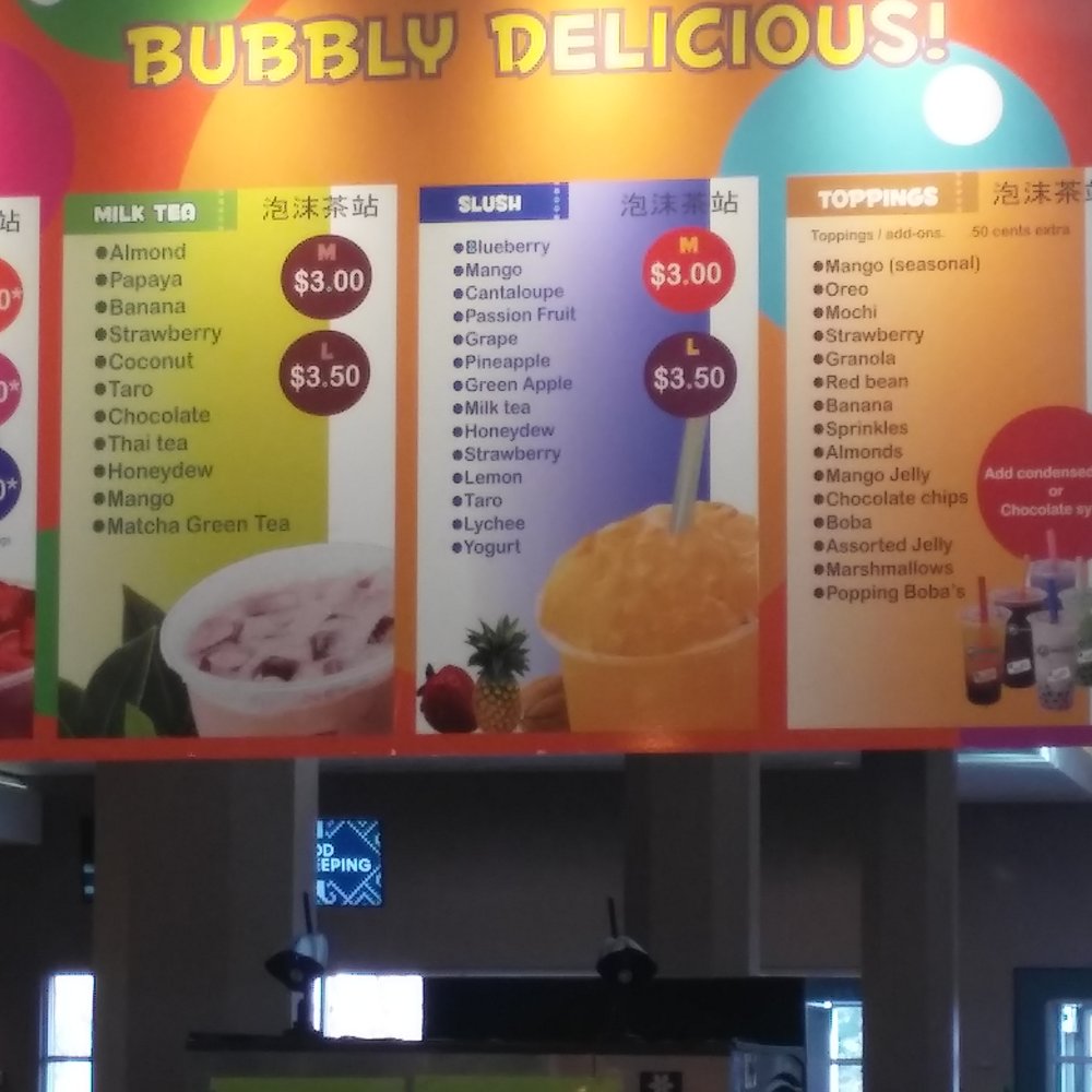 Bubbly Delicious Menu Bubbly Delicious Menu