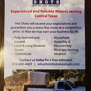 Hot Shots Moving and Delivery - Our new flyers just came in. Yay!! - Movers Near Me - Round Rock, Texas Hot Shots Moving and Delivery - Our new flyers just came in. Yay!! - Movers Near Me - Round Rock, Texas