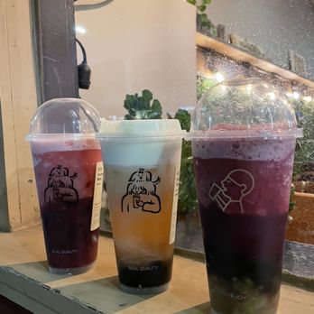 Hey Tea - Yumberry Boom (left), Cloud Jasmine Tea (middle), Crisp Grape Boom (right) - Bubble Tea Near Me - Boston, Massachusetts