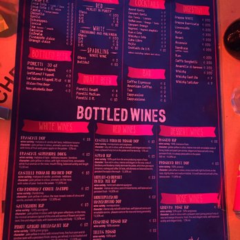 La Fraschetta di Castel Sant'Angelo - Back of the menu (drinks) - Italian Near Me - Rome, RM
