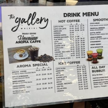 The Gallery Waikiki - Drink menu - Jan 2022 - Coffee & Tea Near Me - Honolulu, Hawaii