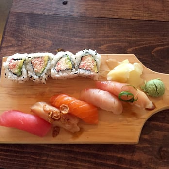 Tokyo Cube - Sushi lunch special including salad and miso soup (not pictured). Thai ice tea served in a mason jar mug. - Japanese Near Me - Los Angeles, California Tokyo Cube - Sushi lunch special including salad and miso soup (not pictured). Thai ice tea served in a mason jar mug. - Japanese Near Me - Los Angeles, California