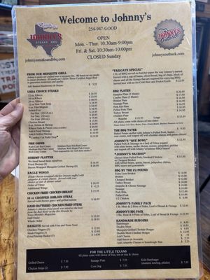 Menu photo 3 Johnny's Steaks & Bar-Be-Que Salado, TX