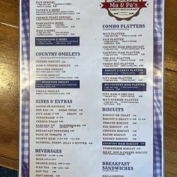 MA & Pa's Restaurant - Menu 8/2/24 - American Near Me - Greeneville, Tennessee