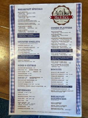 Menu photo 2 MA & Pa's Restaurant Greeneville, TN