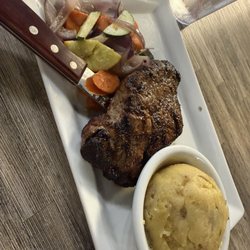 Oceanside Seafood - Ny strip steak with mash potatoes and mixed vegetables. The meal was so delicious.