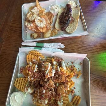 Brat House Grill - Beast brat and  chicken bacon ranch waffle fries - Sandwiches Near Me - Wisconsin Dells, Wisconsin