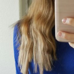 This is what my extensions looked like when I left the salon. She thought they looked good!