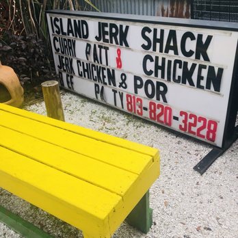 Island Jerk Shack - Bench to wait near the ordering window - Caribbean Near Me - Seffner, Florida