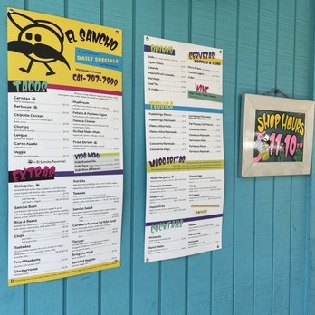 El Sancho Taco Shop- Westside - Menu near the order window - Mexican Near Me - Bend, Oregon