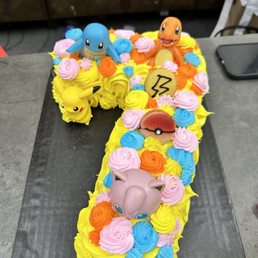 Number cake with Pokémon theme
