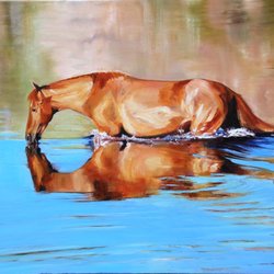 Station Gallery - "Quenched" 24 x 42 oil by Gay Freeborn